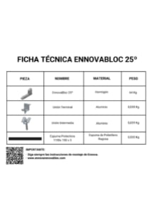 Ficha técnica soporte de hormigón para placas solares a 25º