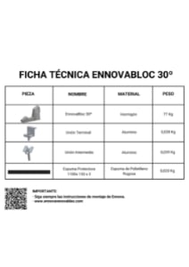 Ficha técnica soporte de hormigón para placas solares a 30º