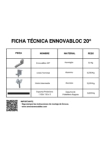 Ficha técnica soporte de hormigón para placas solares a 20º