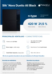 Ficha de datos de paneles solares FuturaSun Silk Nova Duetto All Black
