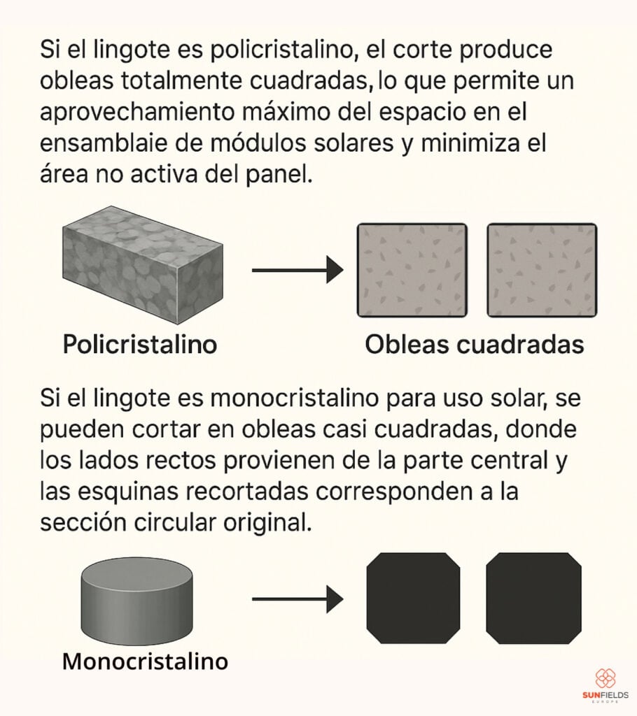 Corte del lingote en obleas