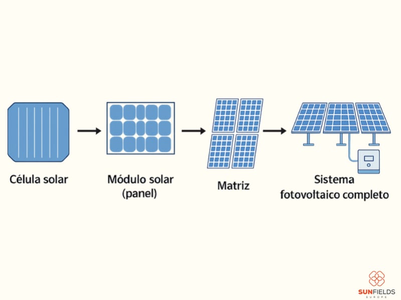 Esquema de un sistema fotovoltaico completo