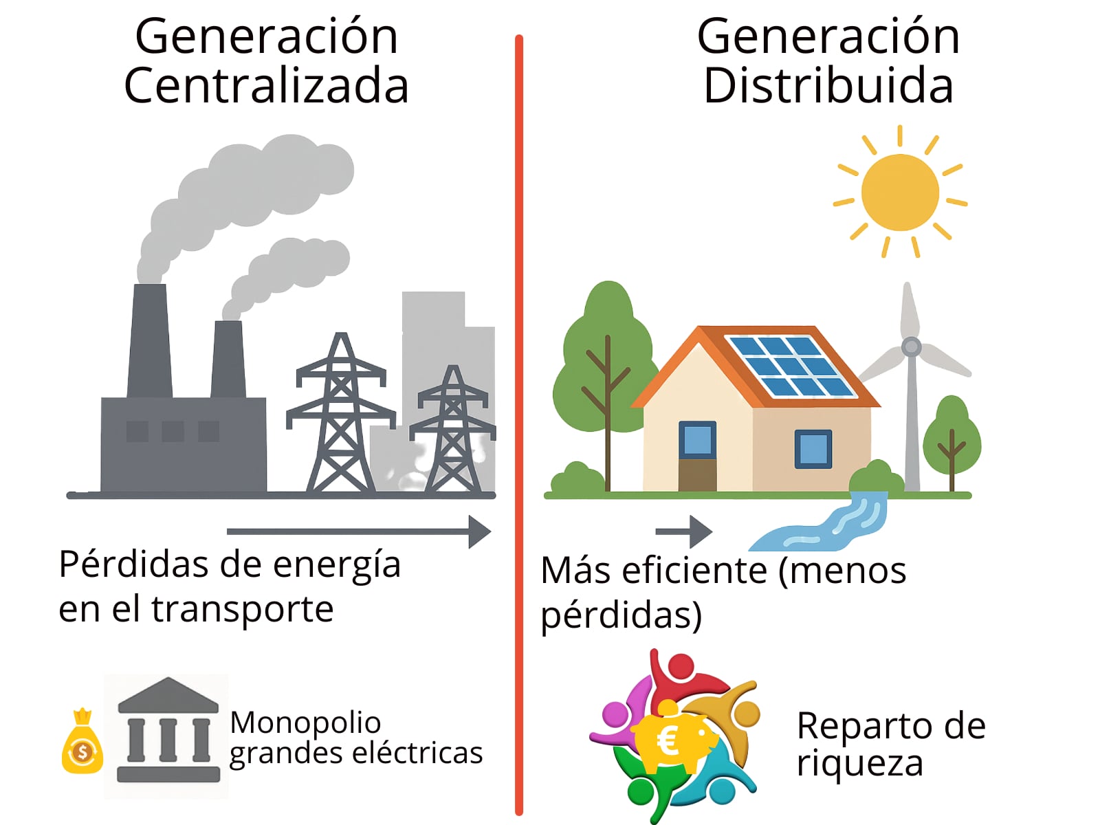 Generación centralizada frente a distribuida