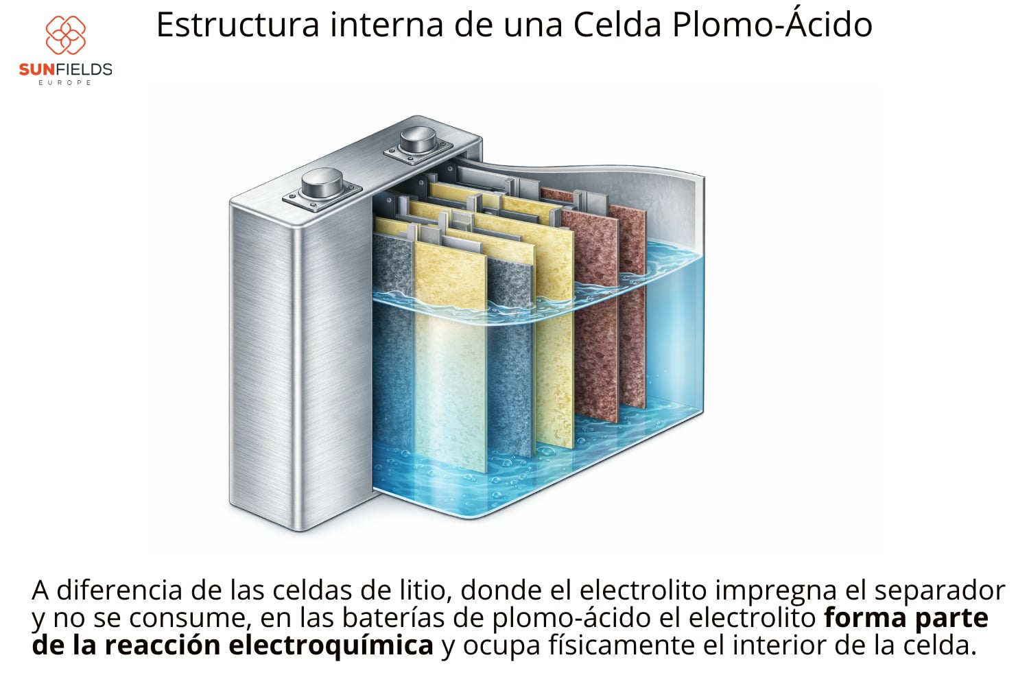 Estructura interna de una celda de Plomo-Acido