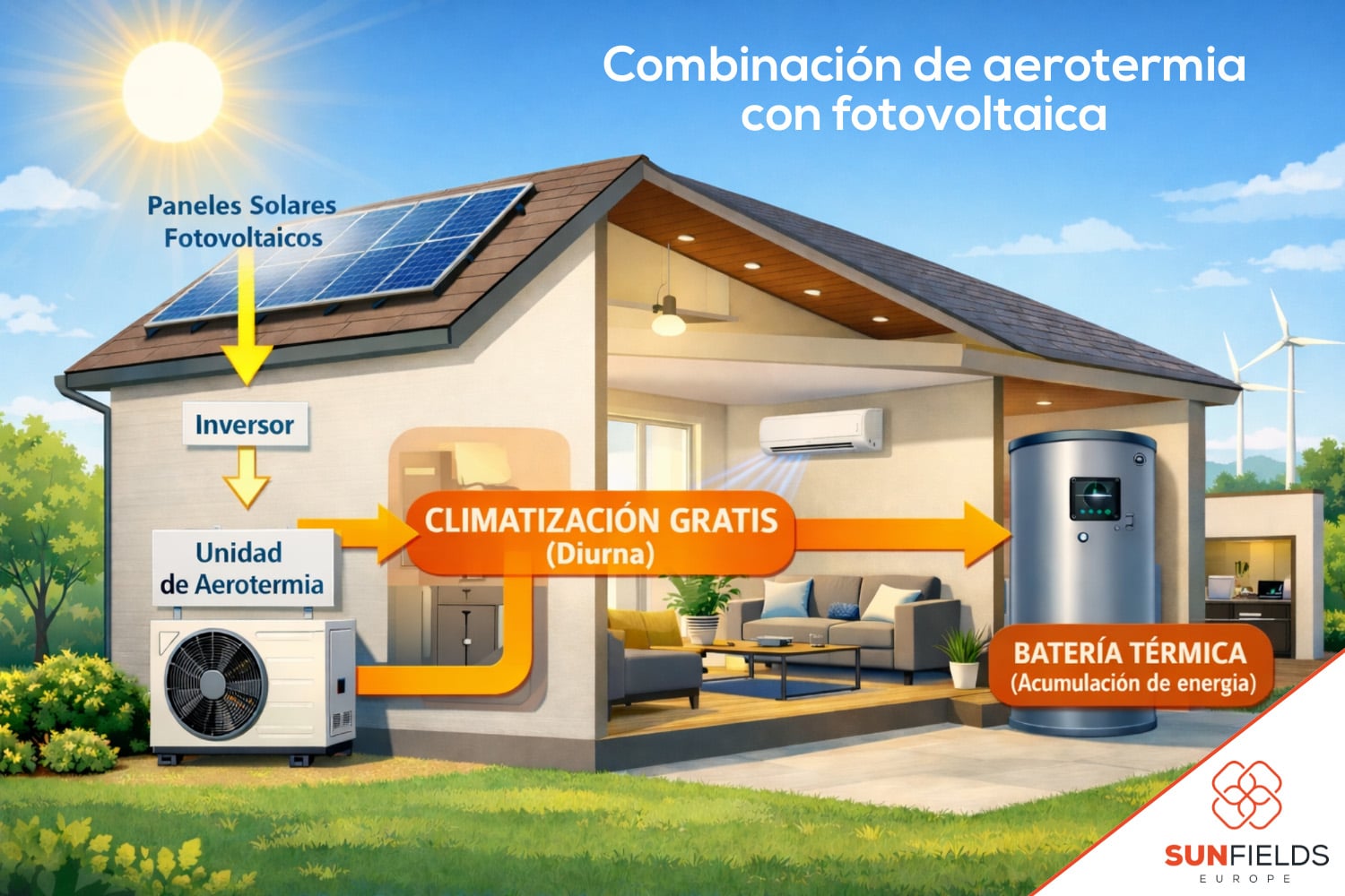 Combinación de aerotermia con fotovoltaica