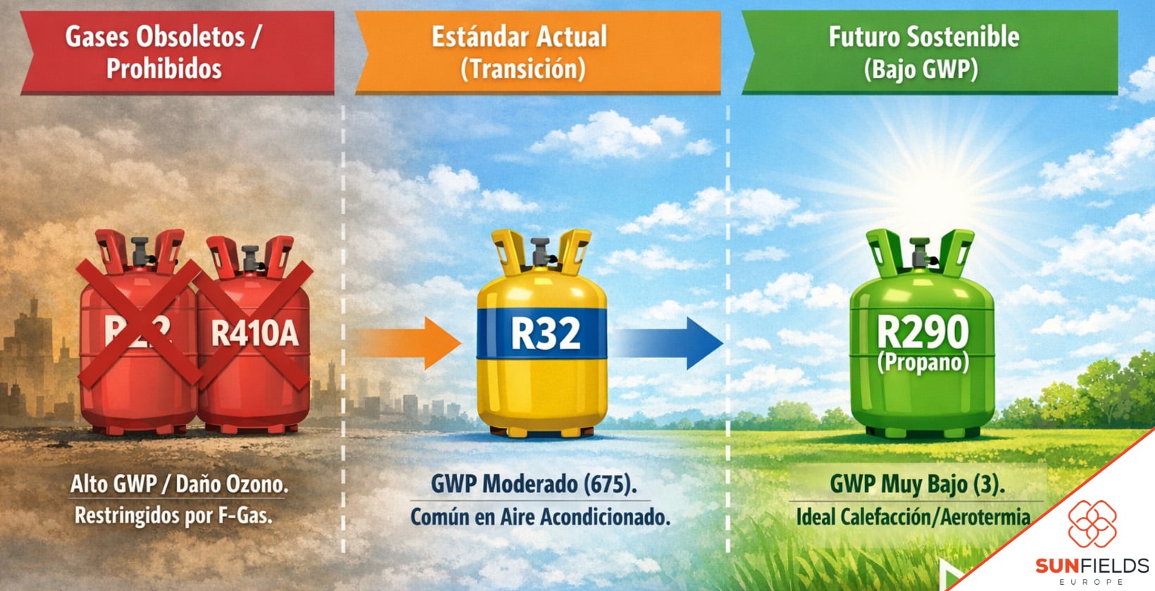 Comparativa entre R410, R32 y R290