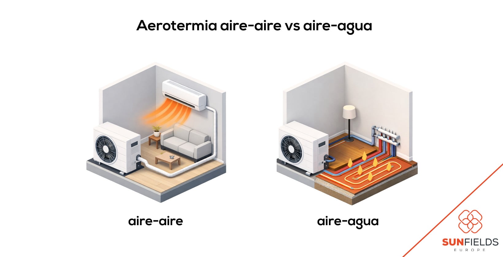 Aerotermia aire-agua vs aire-aire